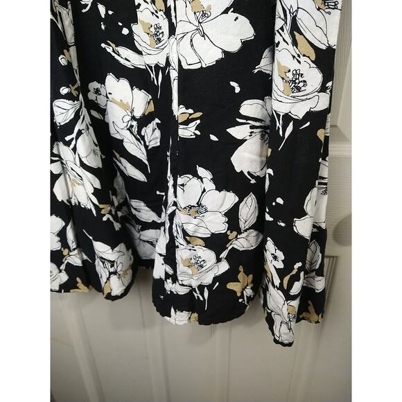 Emma James Woman 18 Skirt A Line Black Floral Linen Blend Maxi Side Zip Clasp - Picture 3 of 8